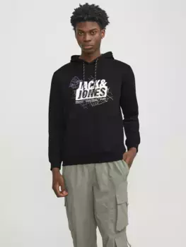 Толстовка Jack & Jones с капюшоном "JCOMAP LOGO SWEAT HOOD SN", черный
