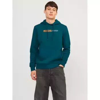 Толстовка Jack & Jones с капюшоном "JJECORP LOGO SWEAT HOOD PLAY NOOS", цвет Deep Teal Print:Play 5