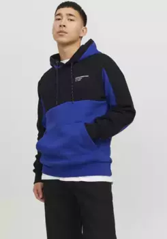 Толстовка Jack & Jones с капюшоном "JJEFORCE BLOCKING SWEAT HOOD NOOS", цвет Bluing