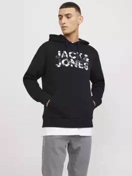 Толстовка Jack & Jones с капюшоном "JJEJEFF CORP LOGO SWEAT HOOD LN", черный
