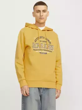 Толстовка Jack & Jones с капюшоном "JJELOGO SWEAT HOOD 2 COL 24/25 NOOS", цвет Honey Gold