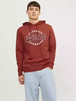 Толстовка Jack & Jones с капюшоном "JJELOGO SWEAT HOOD 2 COL 24/25 NOOS", цвет Red Ochre