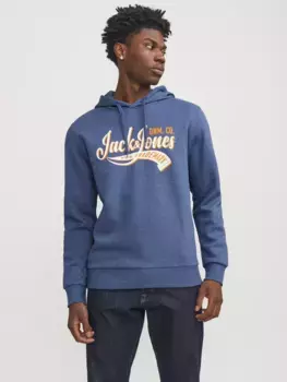 Толстовка Jack & Jones с капюшоном "JJELOGO SWEAT HOOD 2 COL 23/24 NOOS", синий