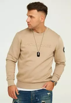 Толстовка JCOBOOM CREW NECK Jack & Jones, бежевый