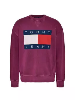 Толстовка jeans felpa relaxed fit oversize Tommy, фиолетовый