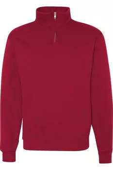 Толстовка JERZEES Nublend Cadet Collar с застежкой-молнией на четверть длины, цвет true red
