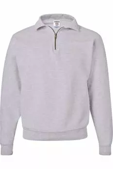 Толстовка JERZEES Super Sweats NuBlend с застежкой-молнией на четверть дюйма и воротником-стойкой, цвет ash