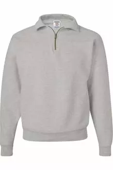 Толстовка JERZEES Super Sweats NuBlend с застежкой-молнией на четверть дюйма и воротником-стойкой, цвет oxford
