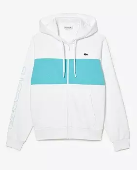 Толстовка Jogger с цветными блоками, капюшоном и молнией Lacoste, белый