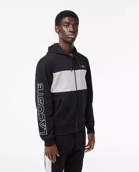 Толстовка Jogger с цветными блоками, капюшоном и молнией Lacoste, черный