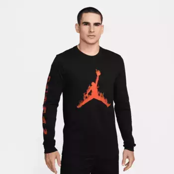 Толстовка Jordan Flame Longsleeve Crew, черный/оранжевый