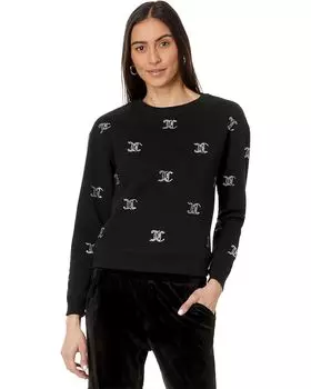 Толстовка Juicy Couture All Over Hotfix Pullover Sweatshirts, цвет Liquorice