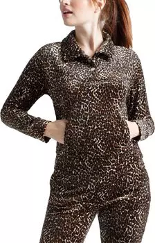 Толстовка Juicy Couture Paneled 1/2 Placket Snap Top, цвет Neutral Combo Cheetah