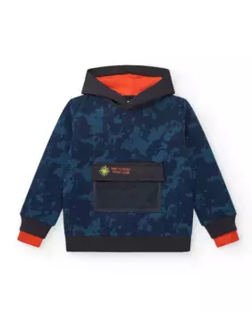 Толстовка камуфляжная для мальчика с капюшоном и передним карманом Tuc tuc, темно-синий
