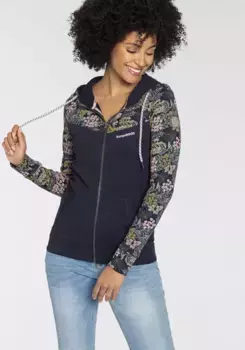 Толстовка KangaROOS с капюшоном и цветочным принтом, цвет морской волны