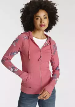 Толстовка KangaROOS с капюшоном и цветочным принтом в гавайском стиле, малиновый