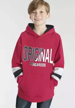 Толстовка KangaROOS с капюшоном "с полосками на рукавах", с полосками на рукавах, красный