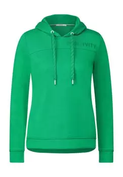 Толстовка, капюшон, надпись, для женщин CECIL, цвет Celery Green
