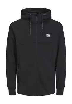 Толстовка, капюшон, нашивка, мужская Jack & Jones, черный