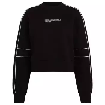 Толстовка Karl Lagerfeld Relaxed Crop Piping, черный