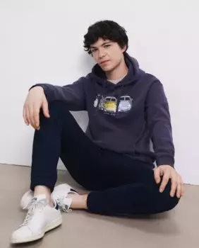 Толстовка-кенгуру с мужским принтом Easy Wear, темно-синий