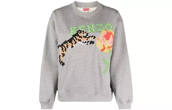 Толстовка Kenzo с логотипом тигра, серый