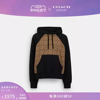 Толстовка классическая мужская Coach Outlet с капюшоном и логотипом, хаки