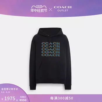 Толстовка классическая мужская Coach Outlet с капюшоном и логотипом, темно-синий