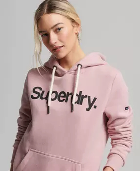 Толстовка классическая с логотипом спереди Superdry, черный