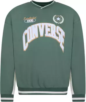 Толстовка конверс "CNVB REC CLUB FT RETRO CREWNECK для детей" Converse, цвет Admiral Elm