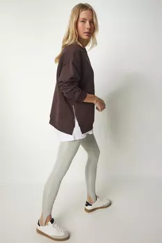 Толстовка - Коричневый - Классический крой Happiness stanbul, коричневый