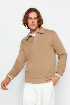 Толстовка - Коричневый - Oversize Trendyol, коричневый