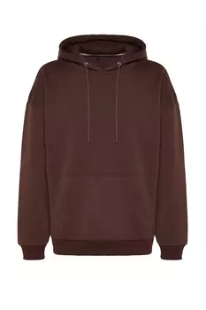 Толстовка - Коричневый - Oversize Trendyol, коричневый
