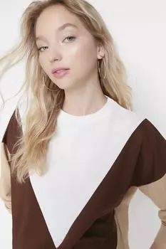 Толстовка - Коричневый - Oversize Trendyol, коричневый
