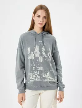 Толстовка Koton, цвет Silver grey/Smoke grey