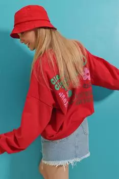 Толстовка - Красный - Классический крой Trend Alaat Stili, красный