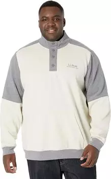 Толстовка L.L.Bean 1912 Sweatshirt Button Mock Color-Block - Tall, цвет Silver Birch/Gray Heather