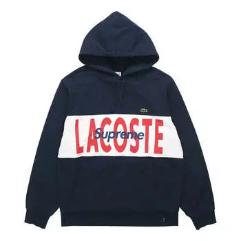 Толстовка lacoste logo panel hoodie 'navy' Supreme, синий