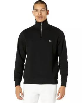 Толстовка Lacoste Long Sleeve Solid 1/4 Zip Interlock Ribbed Sweatshirt, черный