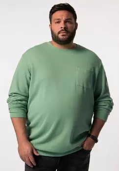 Толстовка LANGARM WAFFELSTRUKTUR BAUCHFIT RUNDHALS Men Plus, бирюзовый