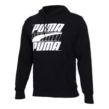 Толстовка large logo drawstring black Puma, черный