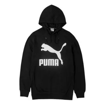 Толстовка large logo drawstring couple style black Puma, черный