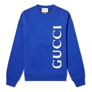 Толстовка large logo round neck sports royal blue Gucci, синий