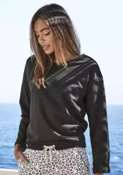 Толстовка LASCANA "/рубашка с длинными рукавами", свободного кроя, костюм для отдыха, черный