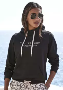 Толстовка LASCANA с карманом-кенгуру, костюм для отдыха, черный