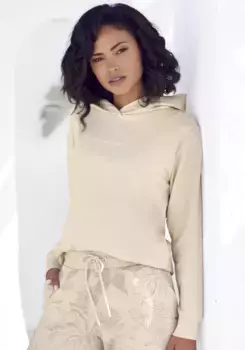 Толстовка LASCANA с тонким принтом спереди, костюм для отдыха, бежевый