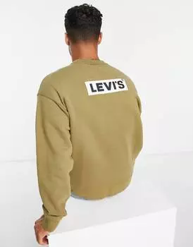 Толстовка Levi's оливково-зеленого цвета с логотипом на задней панели