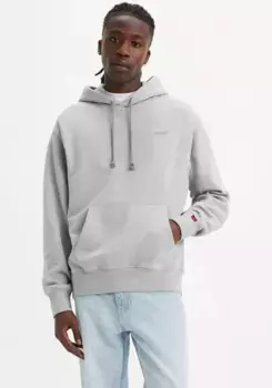 Толстовка Levi's "THE AUTHENTIC HOODIE" с небольшой вышивкой логотипа в тон на груди, серый