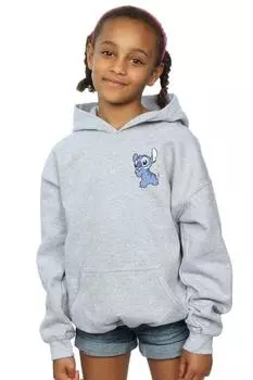 Толстовка Lilo And Stitch с принтом груди на спине Disney, серый