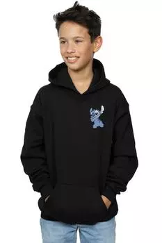 Толстовка Lilo And Stitch с принтом груди на спине Disney, черный